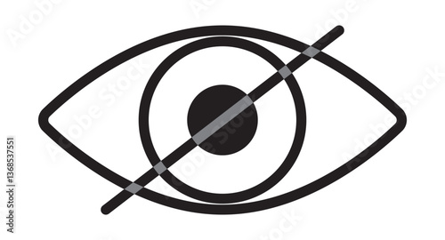 Crossed out eye icon in simple style. Eye blind icon. No View Eye Icon. Hidden Information and Privacy Symbols. EPS 10. Vector illustrations