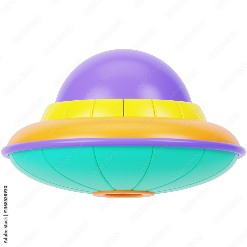 Fototapeta premium Groovy UFO 3D Icon Illustration 