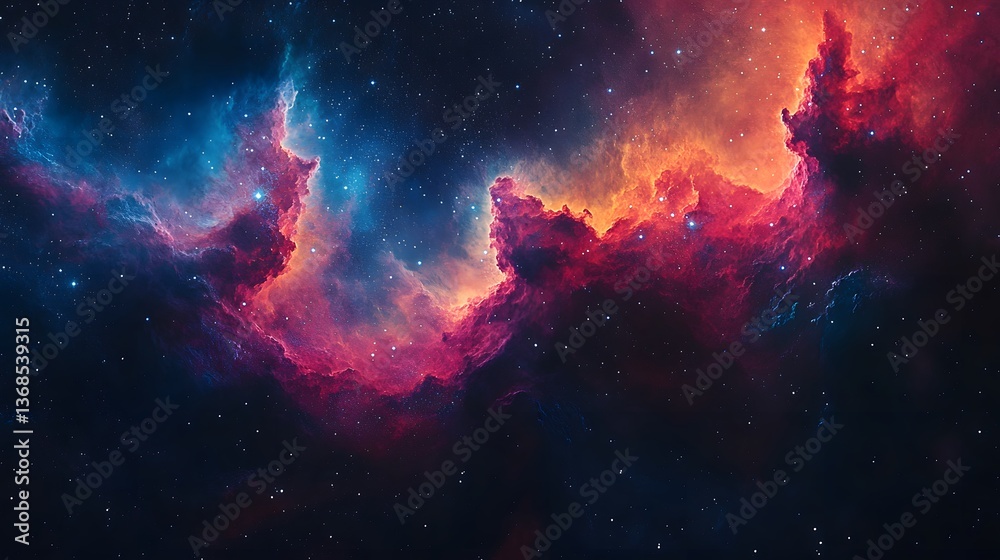 Naklejka premium Vibrant Multicolored Painted Nebula for Abstract Backgrounds and Creativity