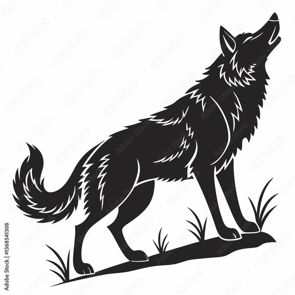 Obraz premium Wolf black silhouette icon vector