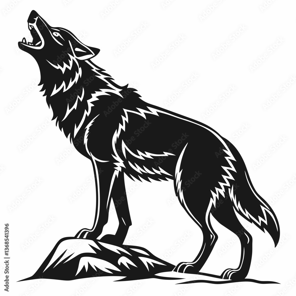 Obraz premium Wolf black silhouette icon vector