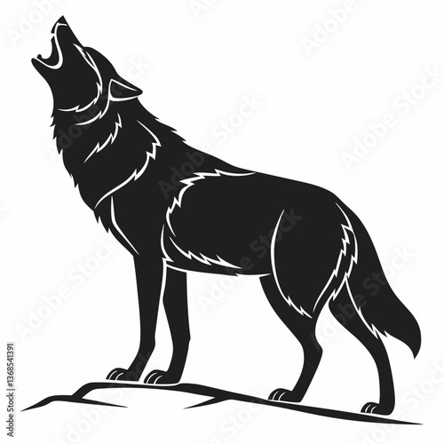 Wolf black silhouette icon vector
