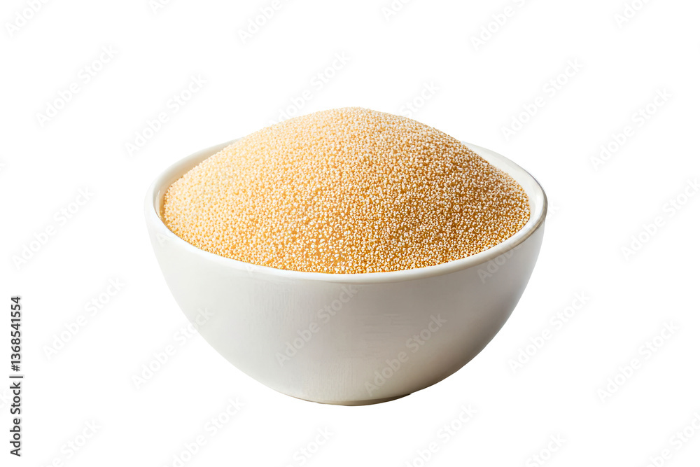 Dry amaranth grain in a white bowl on a transparent background Dry amaranth grain in a white bowl on a transparent background