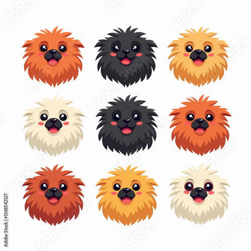 Dogs doodle vector set. Cartoon dog or puppy characters design collection with flat color in different poses. Set of funny pet animals isolated on white background	