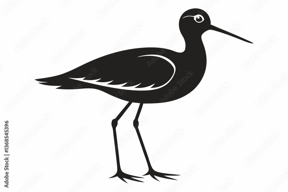 Fototapeta premium Willet black silhouette vector
