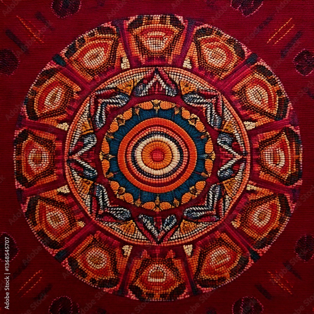 Obraz premium Handwoven Andean textile with intricate geometric patterns