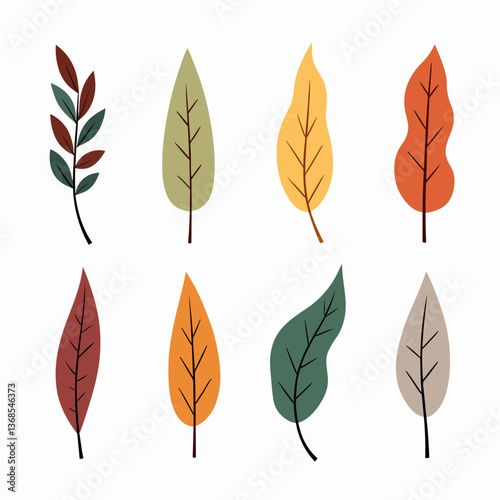Flowers flat icons. Color vector illustration. Different flowers with green leaves vector illustration. Logo symbols for ui design and business promotion	