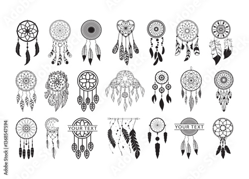 Dreamcatcher vector, Dreamcatcher clipart, Dreamcatcher silhouette
