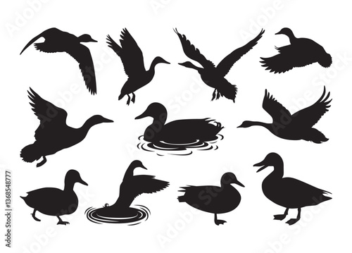 Duck vector, Duck clipart, Duck silhouette