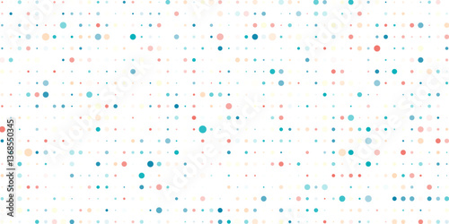 Dotted background with circles multicolor vector design. Abstract colorful random dots background. Color random dots on white background. colorful background with multicolored dots, dots effect.