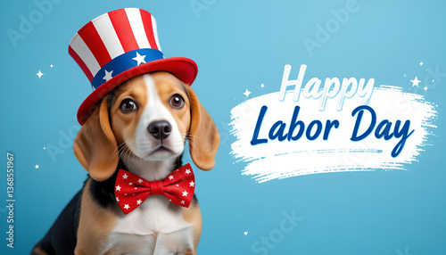 dog with labor day  gift with isolated on transparents background