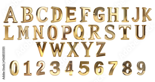 Golden font letters set. Golden letters set. Golden letters isolated on a transparent background.