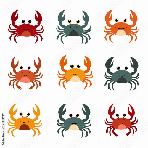 Cute crab cartoon vector