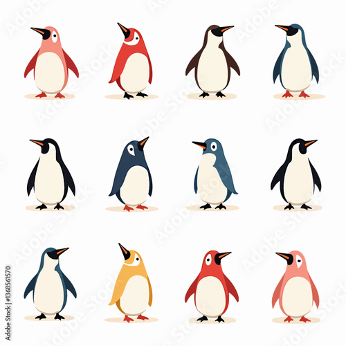 Set of penguins, penguin clipart vector for graphic resources
