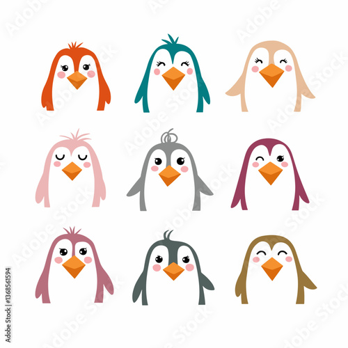 Set of penguins, penguin clipart vector for graphic resources
