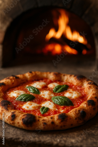 Obraz na płótnie Wood-Fired Neapolitan Pizza Fresh Out of the Oven w salonie