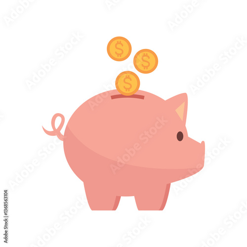 Vector image of a piggy bank icon with a white background