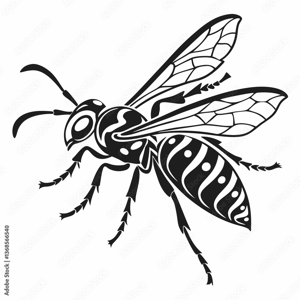 Obraz premium wasp black silhouette icon vector