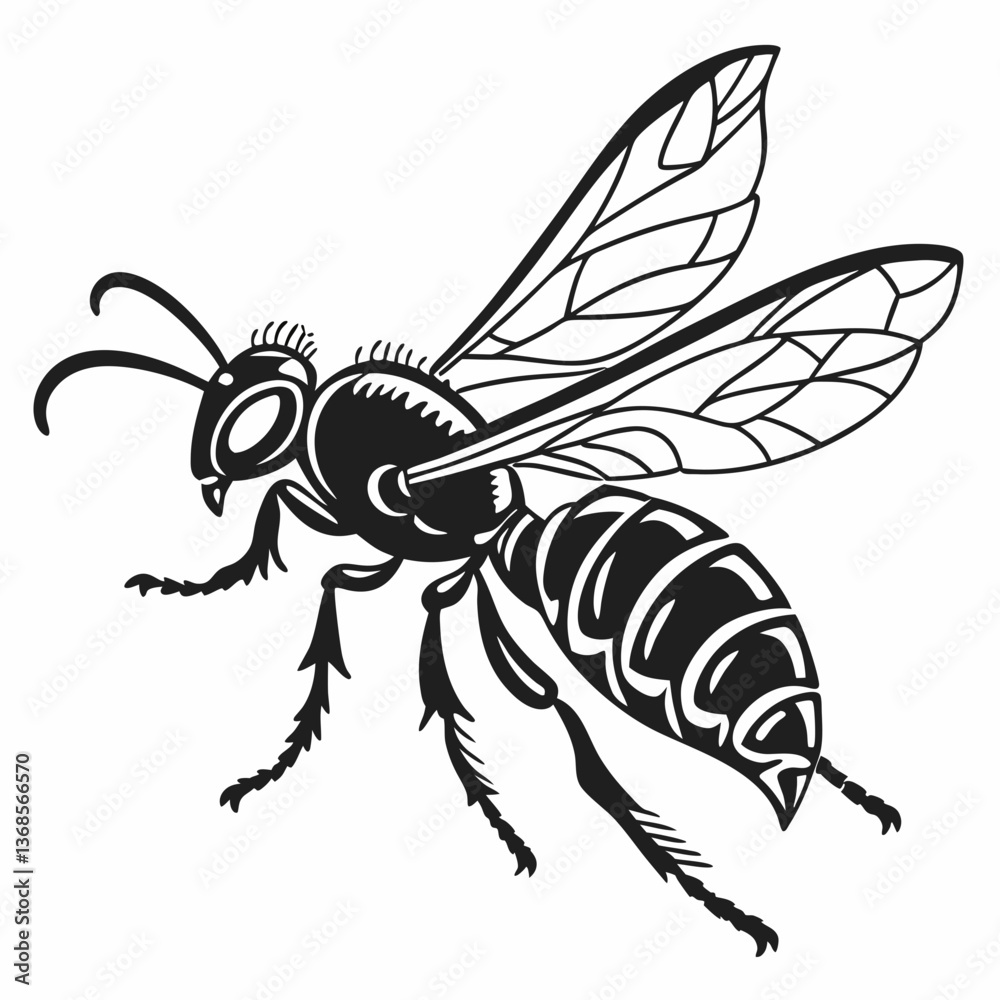 Obraz premium wasp black silhouette icon vector