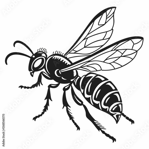 wasp black silhouette icon vector