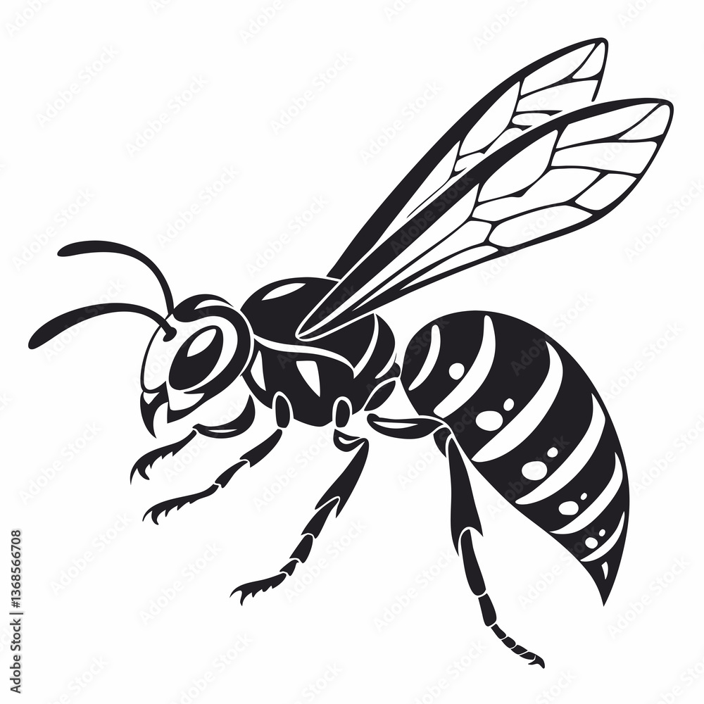 Obraz premium wasp black silhouette icon vector