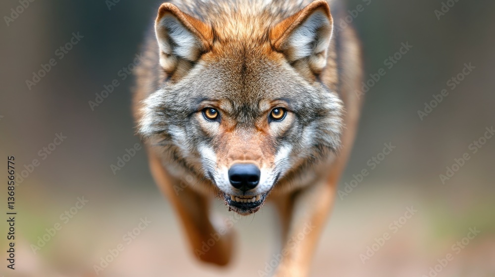 Close Up of a Fierce Wolf Stalking Through a Forest During Dusk Close Up of a Fierce Wolf Stalking Through a Forest During Dusk