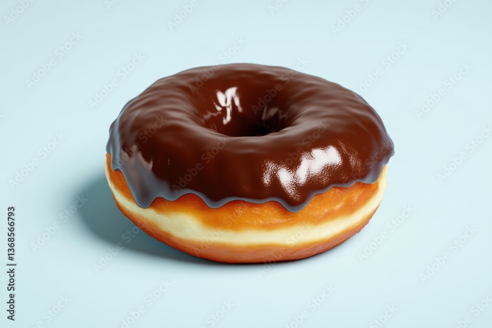 Chocolate glazed donut, glossy finish Chocolate glazed donut, glossy finish