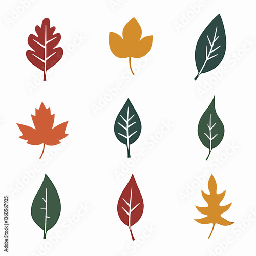 Leaves set illustration vector white background collection