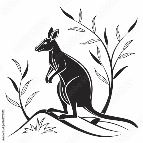 wallaby black silhouette icon vector
