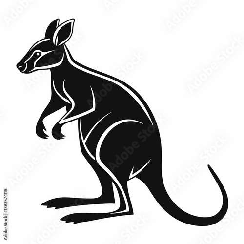 wallaby black silhouette icon vector