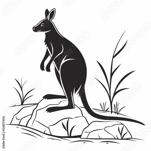 wallaby black silhouette icon vector