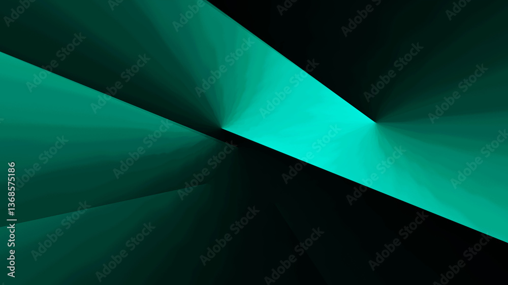 Black dark blue green emerald white abstract background. Minimal. Color gradient. Geometric shape. Lines stripe triangle angle 3d shadow. Design. Futuristic modern. Metal metallic effect. Light shine.