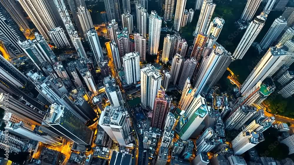 Aerial View of Hong Kong's Dense Urban Skyline at Night Aerial View of Hong Kong's Dense Urban Skyline at Night