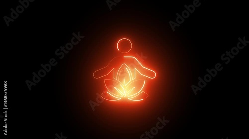 Concept of thinking and creative idea. finding answer, solution of the problem, invention and searching for new ideas. Glowing neon line of human meditation thinking isolated on transparent background