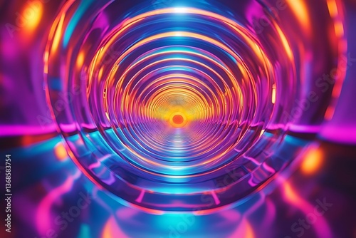 Glowing neon funnel with bright, vibrant colors, symbolizing energy and modernity