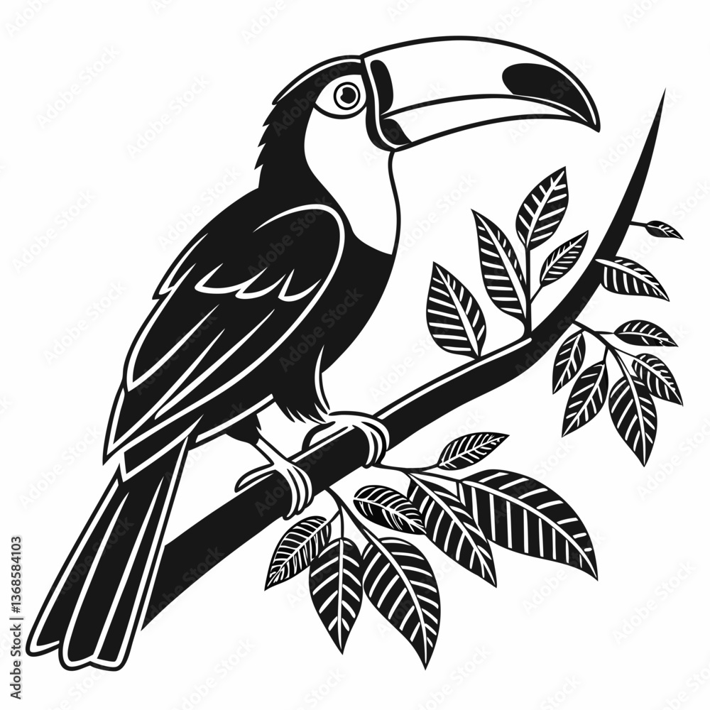 Obraz premium toucan black silhouette icon vector