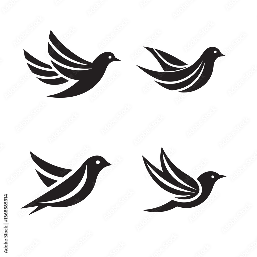 Fototapeta premium Silhouette set of birds