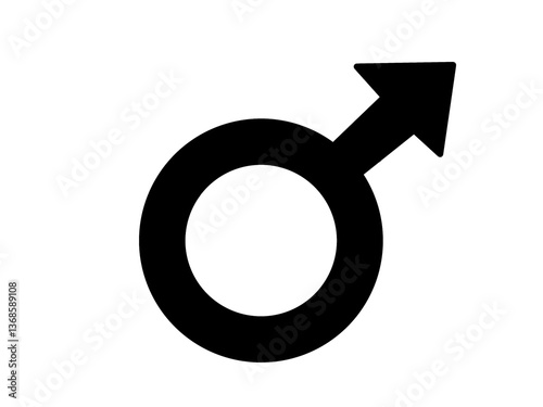 The symbol is associated with masculinity, men, and the planet Mars. The design is bold and straightforward, using thick lines to emphasize the shape.