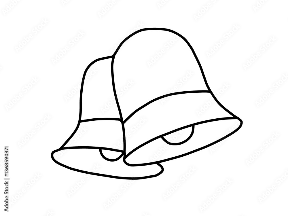 Fototapeta premium The bells have a rounded dome shape with a clapper visible inside each one.
