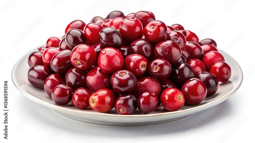 A plate of fresh ripe red cranberries ready to eat delicious healthy snack A plate of fresh ripe red cranberries ready to eat delicious healthy snack