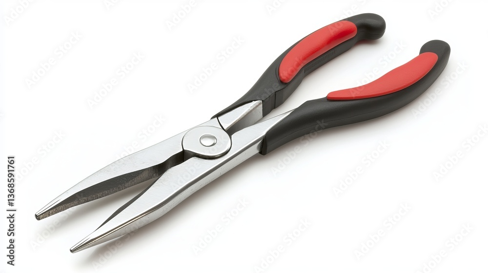 A Pair of Silver Metal Pliers with Red and Black Handles: Essential Hand Tool for Every Toolbox A Pair of Silver Metal Pliers with Red and Black Handles: Essential Hand Tool for Every Toolbox