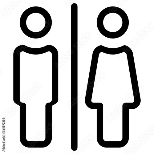 Outline restroom icon for male and female washroom signage