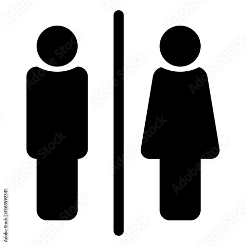Minimalist restroom sign icon for male and female restroom directions