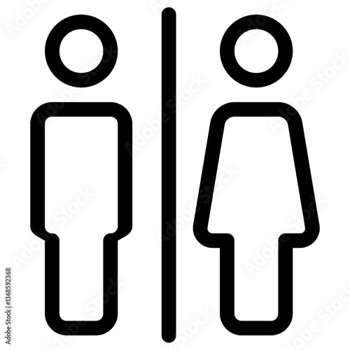 Outline restroom icon for male and female washroom signage