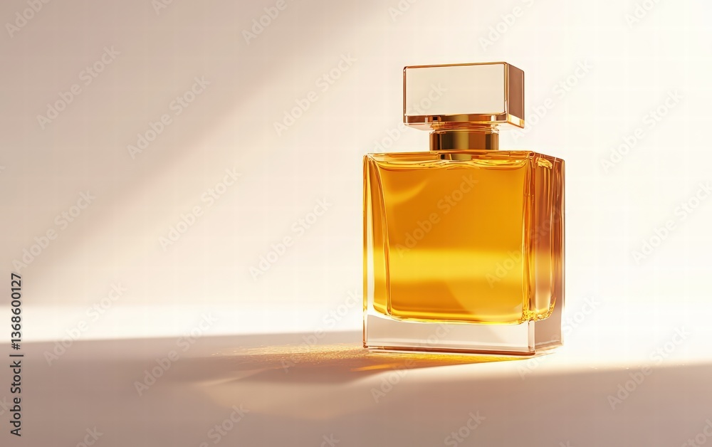 golden perfume bottle on beige background, luxury fragrance, minimalist product photography golden perfume bottle on beige background, luxury fragrance, minimalist product photography