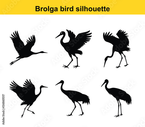 Brolga Bird Silhouette Collection