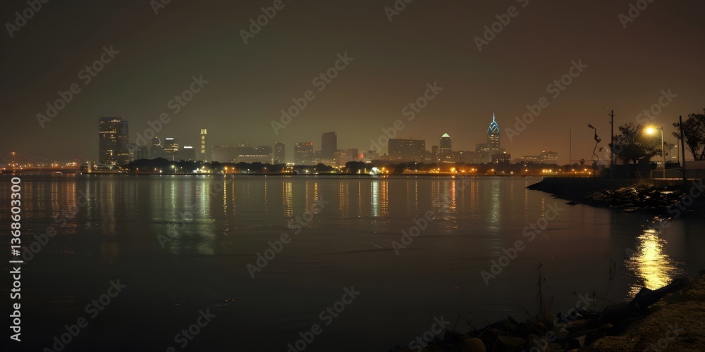 Philadelphia Skyline at Night, Capturing the Bright Lights and Iconic Landmarks of the City in a Beautiful Urban Nightscape Philadelphia Skyline at Night, Capturing the Bright Lights and Iconic Landmarks of the City in a Beautiful Urban Nightscape