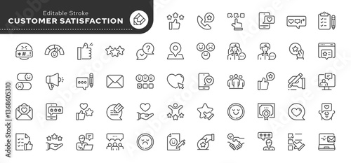 Customer satisfaction line icon set. Feedback, like, review, rating, dislike and more. Series outline icons. Vector pictogram collection.	