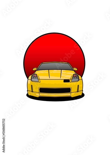 Illustration of Yellow Car with Background