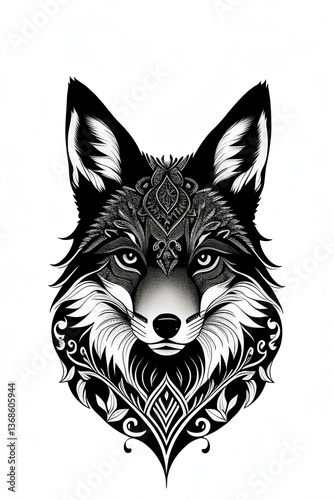 Illustration of Black and White Fox
